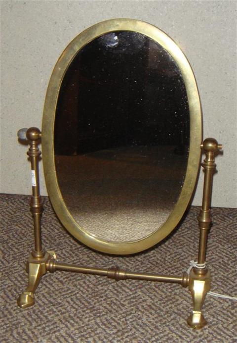 Appraisal: BRASS LETTER RACK AND OVAL MIRROR ON STAND Provenance ANTIQUE