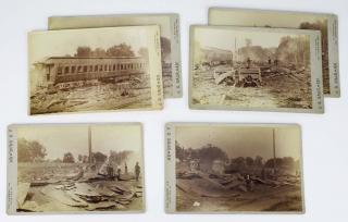 Appraisal: six cabinet photos after the Steel Car Co disastrous fire