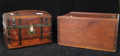 Appraisal: Two wooden boxes One with painted details and hinged lid