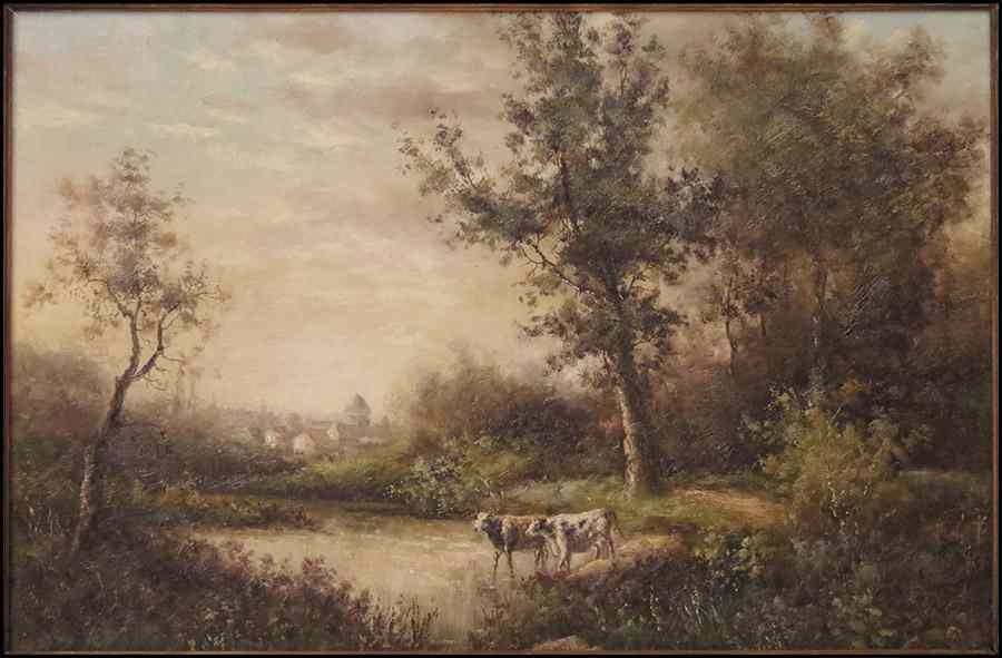 Appraisal: ARTIST UNKNOWN TH CENTURY LANDSCAPE Oil on canvas framed ''