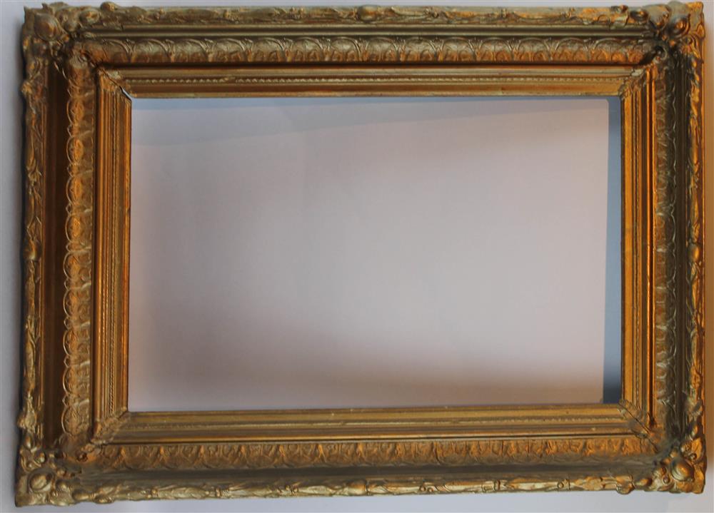 Appraisal: CARVED GOLD PAINTED RECTANGULAR FRAME internal dimensions h x w