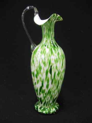 Appraisal: Victorian Art Glass Vase ewer form scarce green mica or