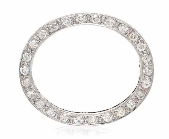 Appraisal: A Vintage Platinum and Diamond Brooch of open oval form