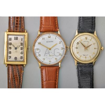 Appraisal: THREE VINTAGE GOLD MECHANICAL WRISTWATCHES International Watch Co k yg