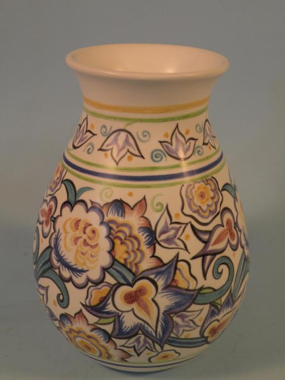 Appraisal: A modern Poole pottery retro Venetian vase painted with flowers