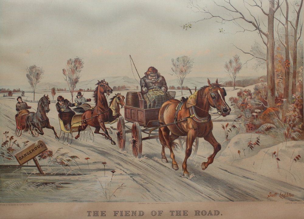 Appraisal: CURRIER AND IVES LITHOGRAPH - THE FIEND OF THE ROAD