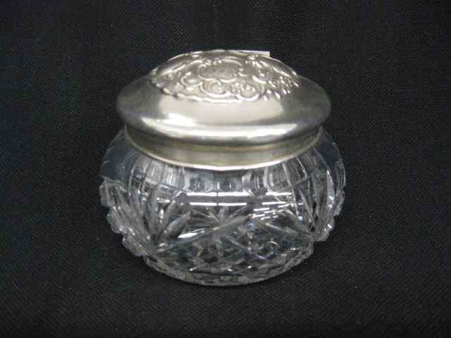 Appraisal: Gorham Sterling Silver Cut Glass DresserJar ornate top diamond ray