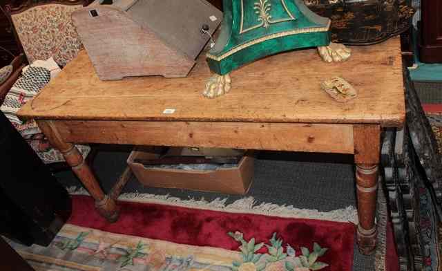 Appraisal: A VICTORIAN PINE RECTANGULAR SCULLERY TABLE with two end drawers