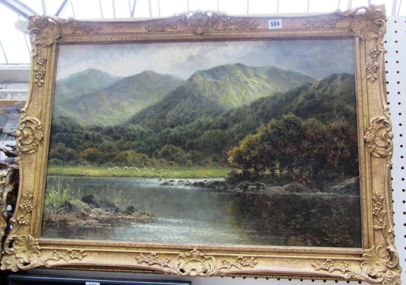 Appraisal: William Langley - River landscape oil on canvas signed cm