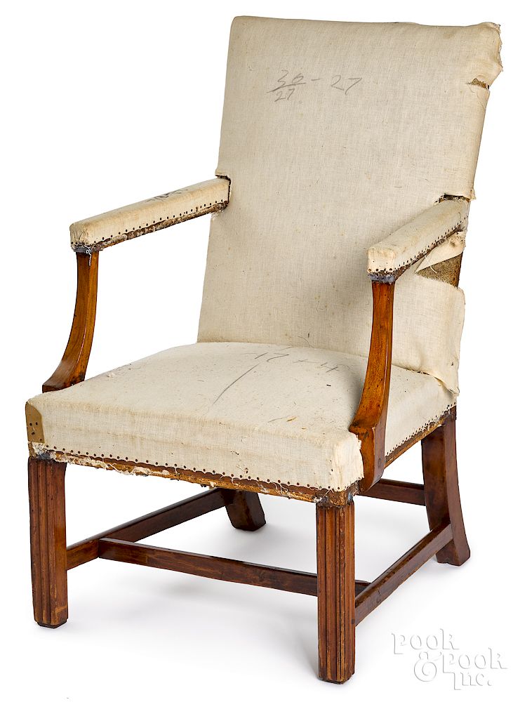 Appraisal: Rare Philadelphia Chippendale open armchair Rare Philadelphia Chippendale mahogany open