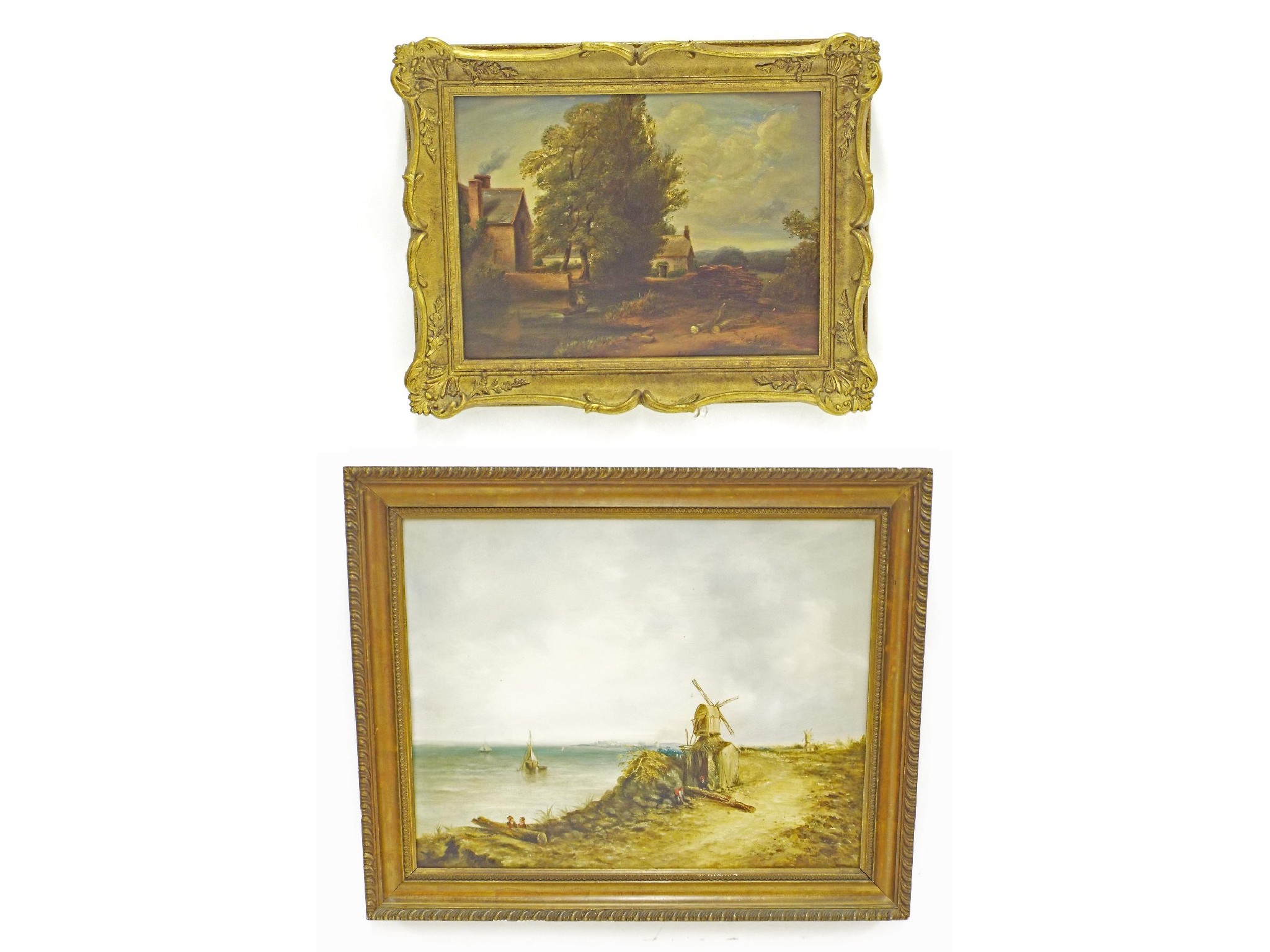 Appraisal: English School - rural riverside landscape of a figure punting