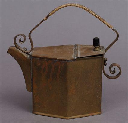 Appraisal: CHRISTOPHER DRESSER - FOR BENHAM FROUD BRASS TEA KETTLE The