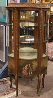 Appraisal: Louis XV style vitrine Louis XV style vitrine having a