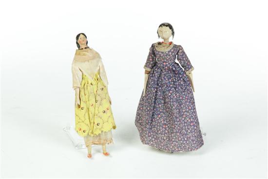 Appraisal: TWO EARLY DOLLS Probably German nd quarter- th century Papier-mache