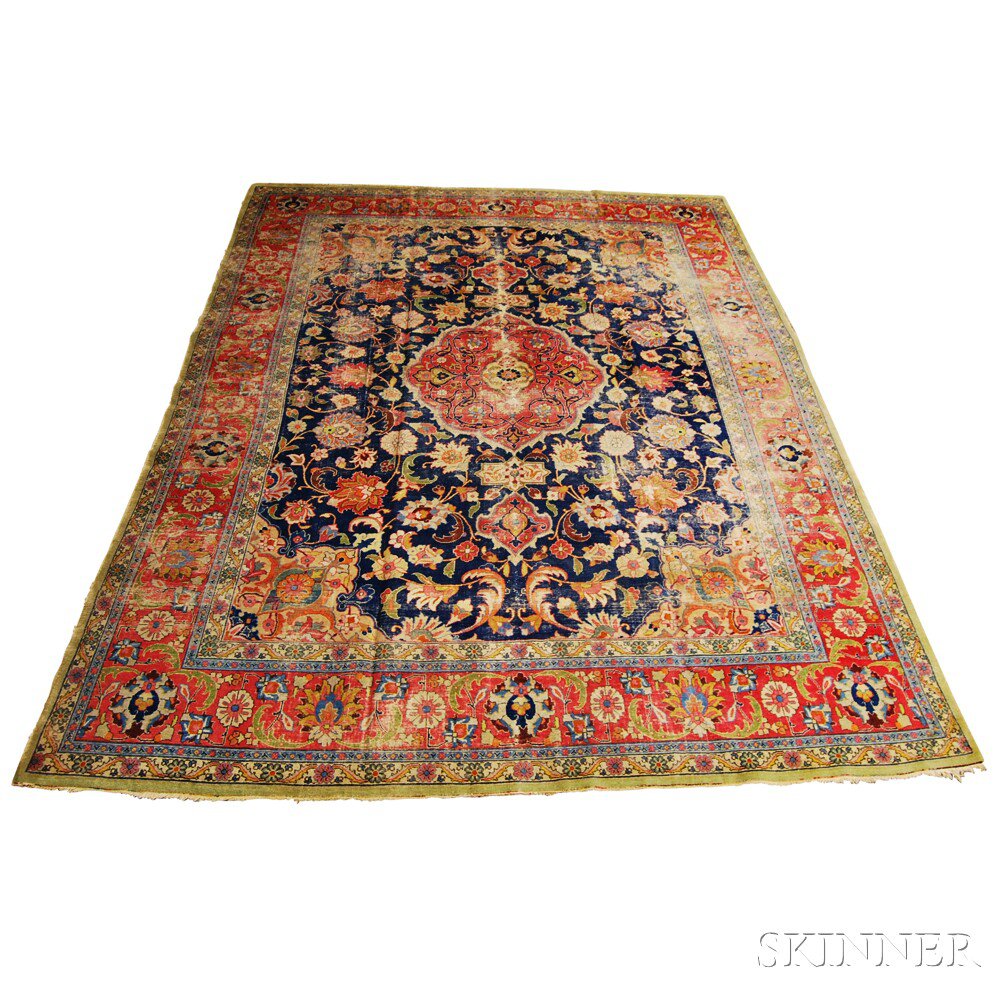 Appraisal: Tabriz Carpet Northwest Persia th century wear throughout the field