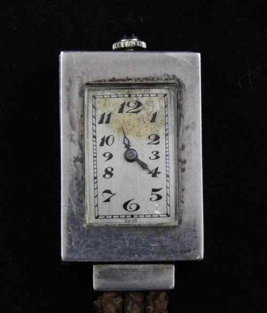 Appraisal: An Art Deco Swiss silver and enamelled fob watch by