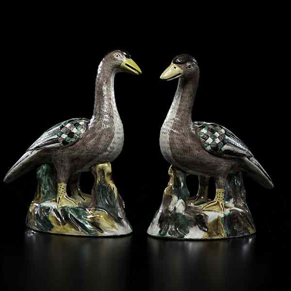 Appraisal: Chinese Sancai Geese Chinese th century A pair of standing