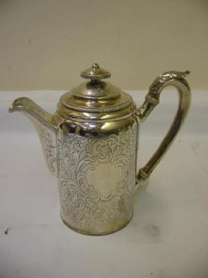 Appraisal: A GEORGE III COFFEE POT of cylindrical form the domed