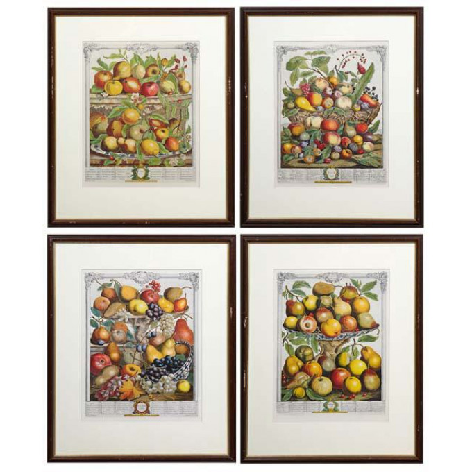 Appraisal: Set of Four Fruit Calendar Prints by H Fletcher from