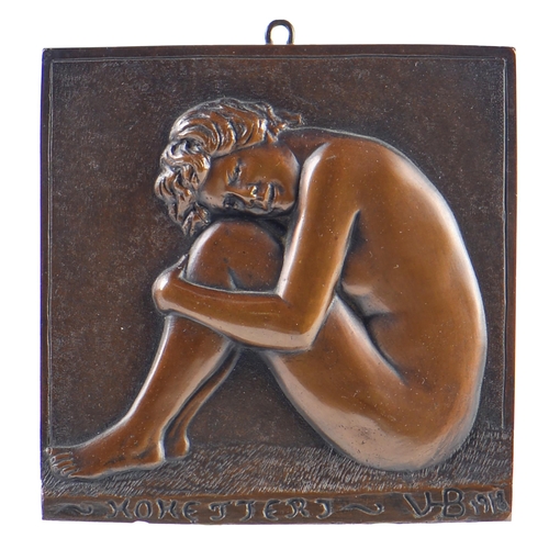 Appraisal: Coquette A German bronze bas relief c inscribed Koketter V-B