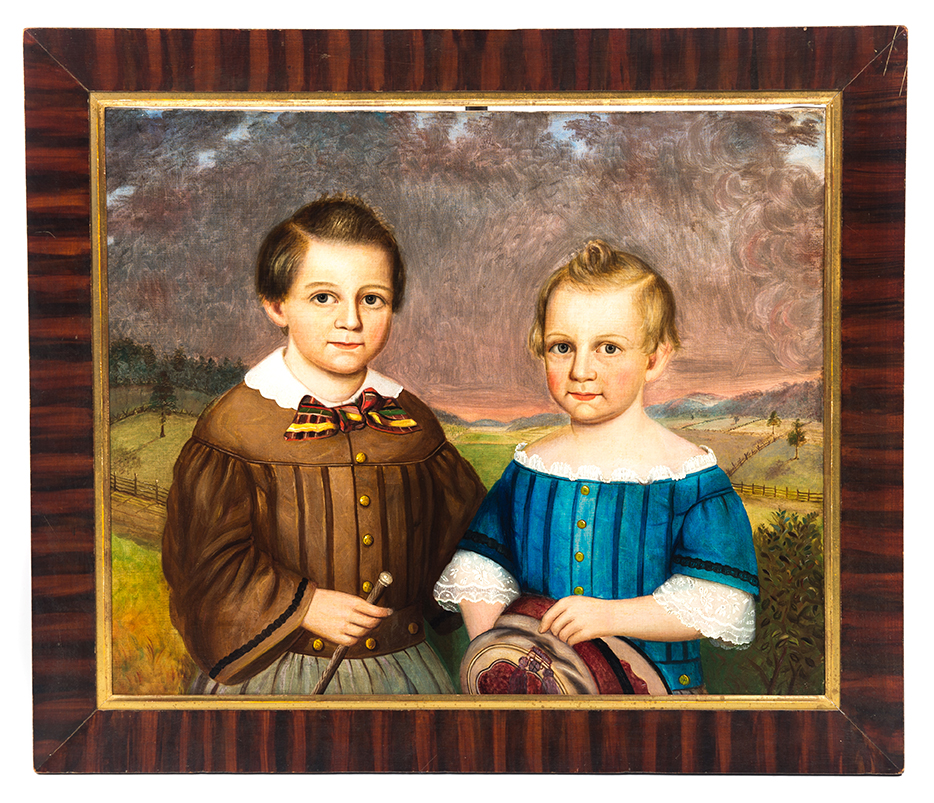 Appraisal: PORTRAIT OF TWO SIBLINGS AMERICAN SCHOOL MID TH CENTURY Oil