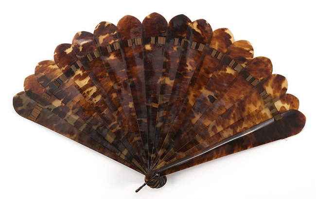 Appraisal: DARK SHELL BRIS FAN th CenturyPlain sticks and guards with