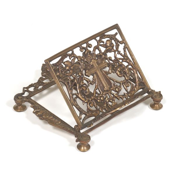 Appraisal: RENAISSANCE REVIVAL PATINATED BRASS ADJUSTABLE BOOK STAND x Wide openwork