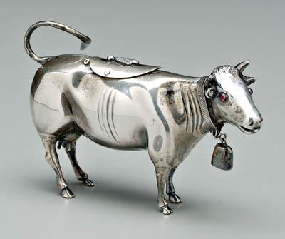 Appraisal: Danish silver cow creamer flip lid with fly on back