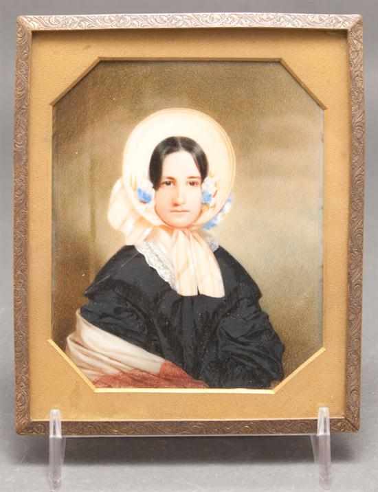 Appraisal: American School th century Portrait of Mary Hone Schermerhorn watercolor