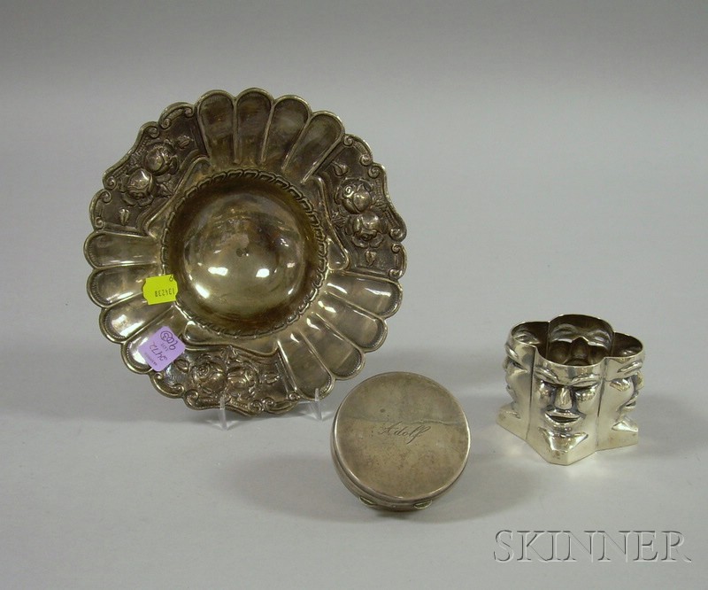 Appraisal: Three Sterling Silver Table and Dresser Items a footed sterling