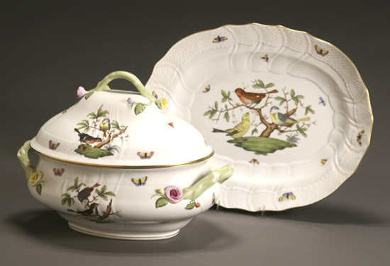 Appraisal: Herend 'Rothschild Bird' Tureen and Platter Modern Each with blue