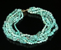 Appraisal: A Gurhan Six-strand Turquoise Bead k Gold Necklace A Gurhan