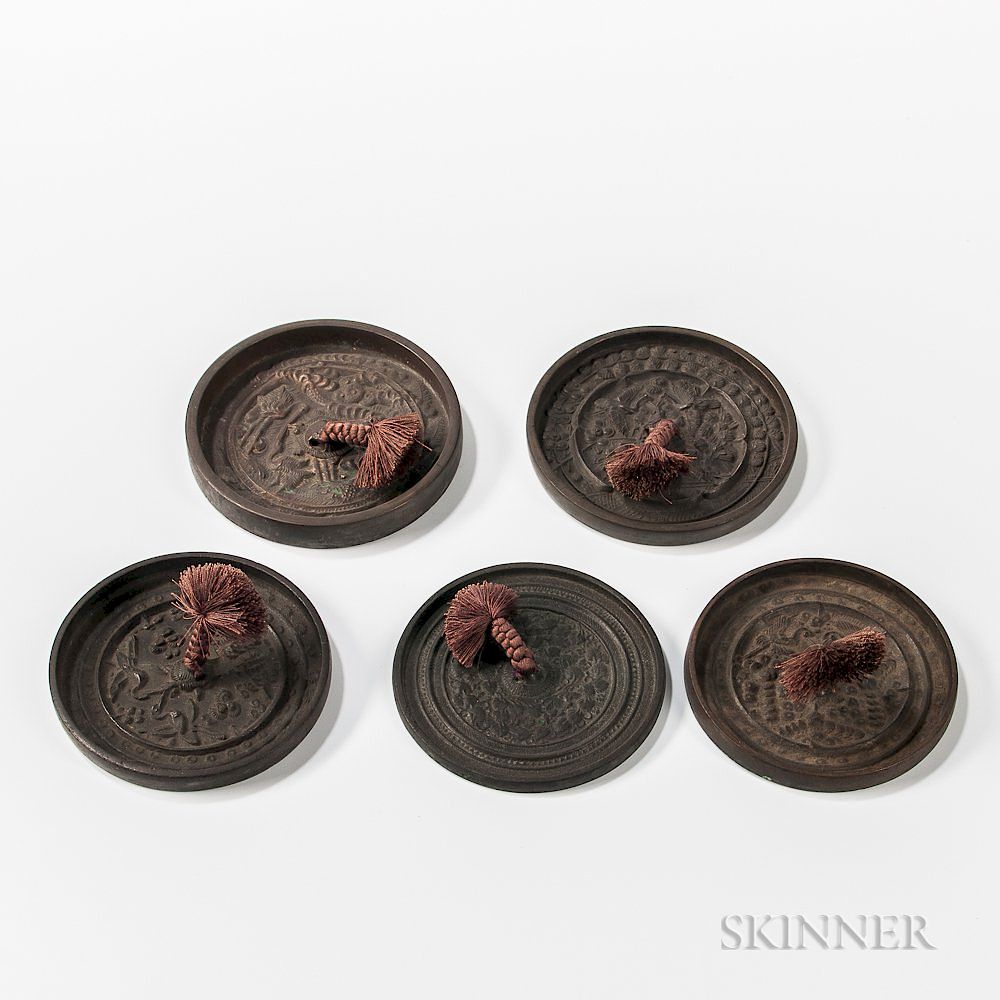 Appraisal: Set of Five Bronze Mirrors Set of Five Bronze Mirrors