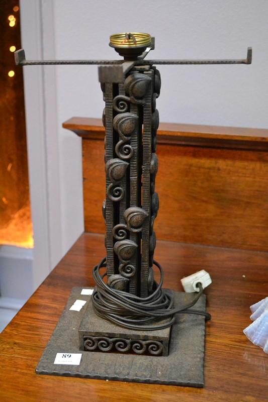 Appraisal: DECO WROUGHT IRON EDGAR BRANDT STYLE LAMP BASE