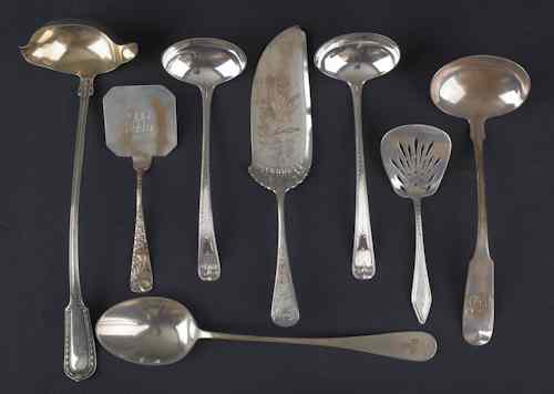 Appraisal: Group of sterling silver serving utensils ozt