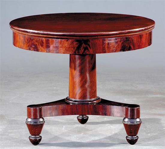 Appraisal: American Classical mahogany center table circa - circular top with