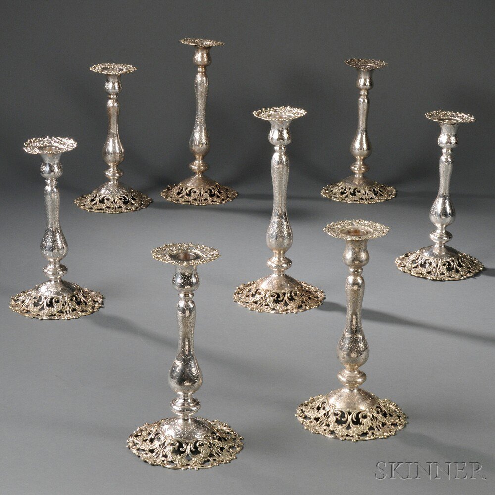 Appraisal: Eight Sterling Silver Candlesticks late th early th century J