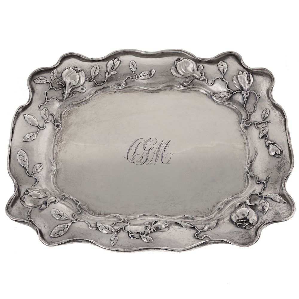 Appraisal: Durgin Art Nouveau Sterling Silver Platter late th-early th century