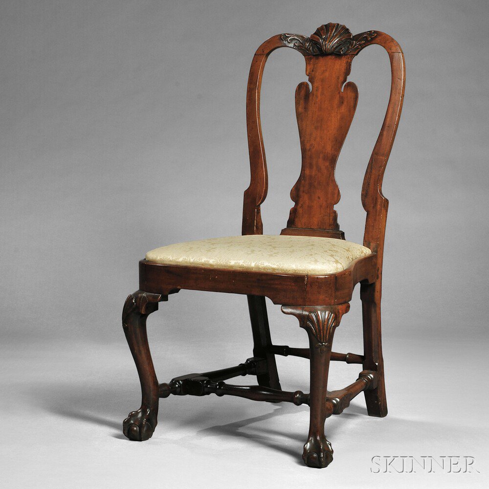 Appraisal: Chippendale Carved Mahogany Side Chair Boston Massachusetts with carving possibly