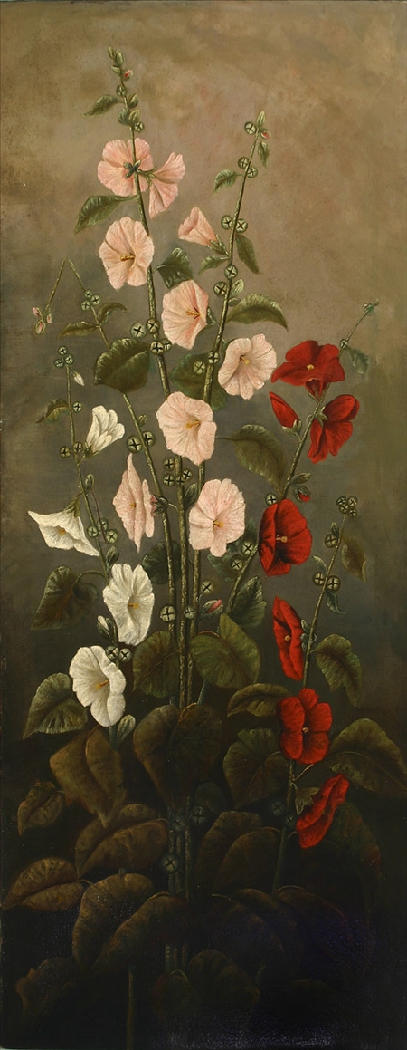 Appraisal: Manner of Bertha Guillame American th Century Hollyhocks Unsigned Oil