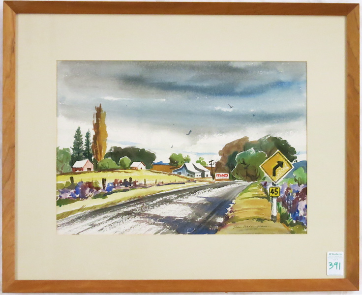 Appraisal: JOHN WADDINGHAM WATERCOLOR ON PAPER Oregon - Rural road with