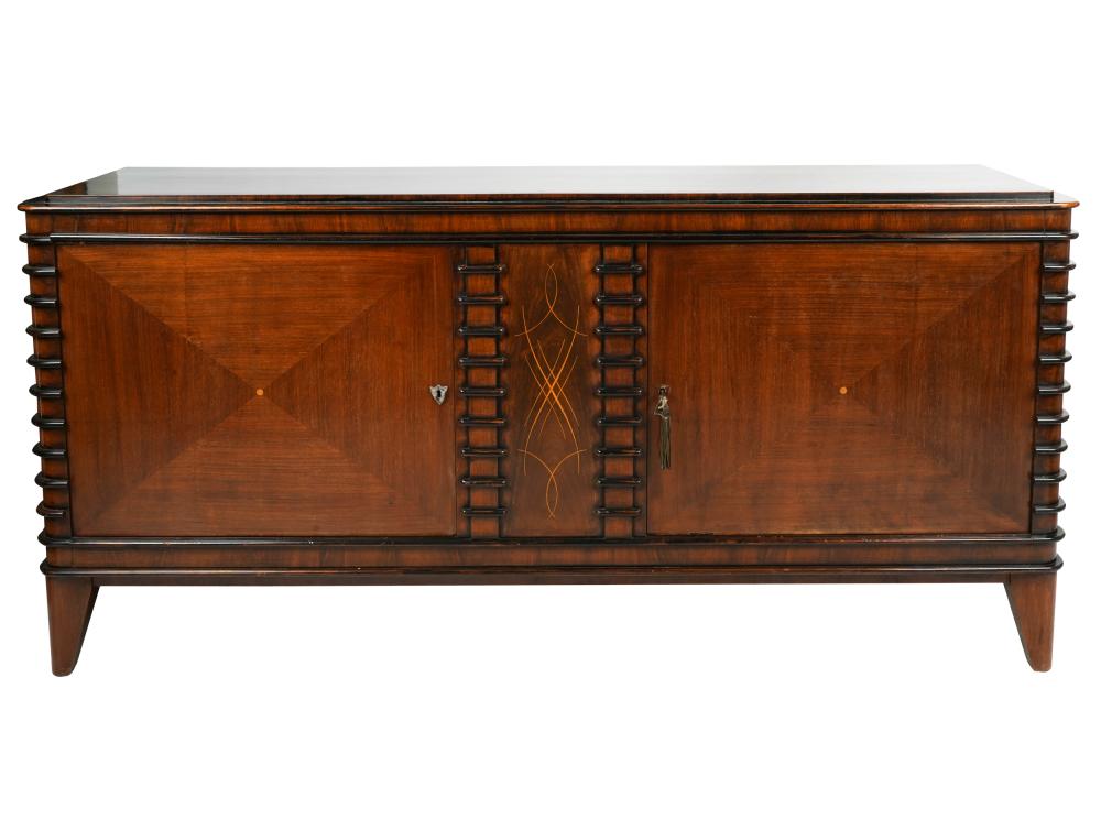 Appraisal: FRENCH ART DECO INLAID MAHOGANY SIDEBOARDwith two doors the left-hand