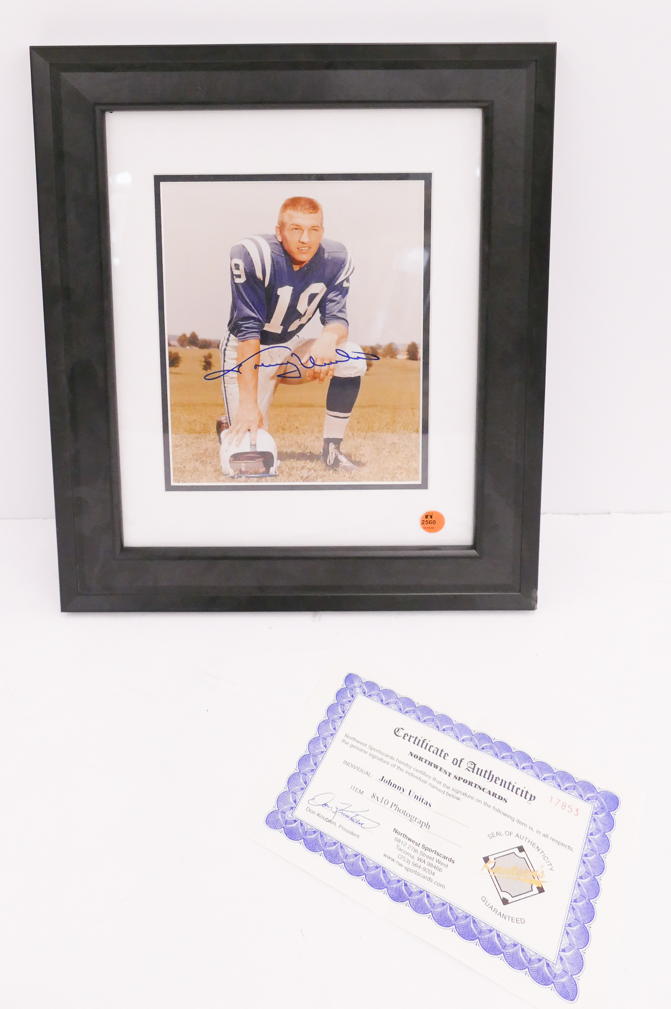 Appraisal: Johnny Unitas SIGNED Color Photo Framed- x ''