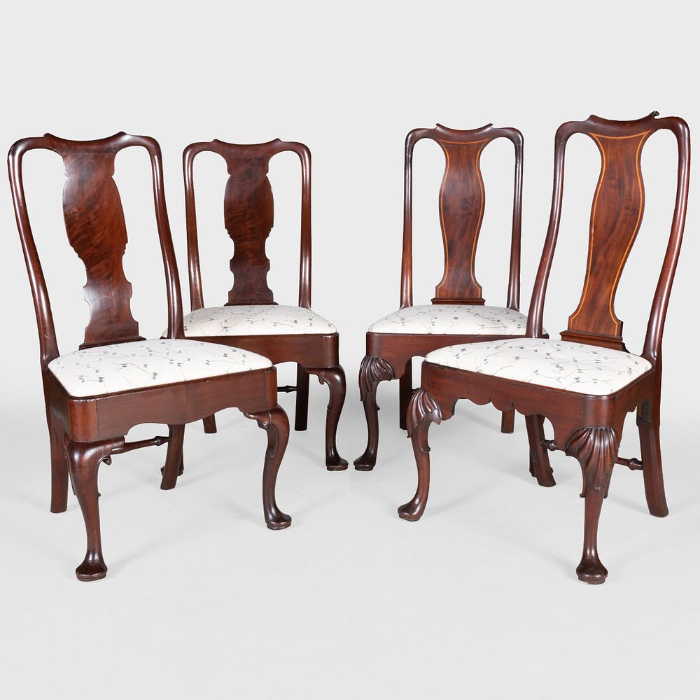 Appraisal: Pair of Queen Anne Mahogany Side Chairs Together with a