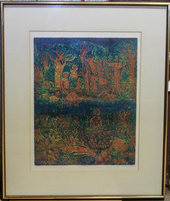 Appraisal: Sale Lot Sergio Gonzalez Tornero th century The Garden lithograph