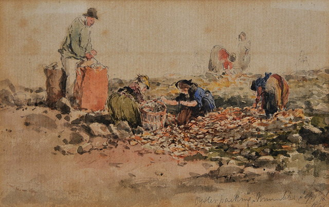 Appraisal: JAMES GEORGE PHILP - 'Oyster Packing - Mumbles Sept '