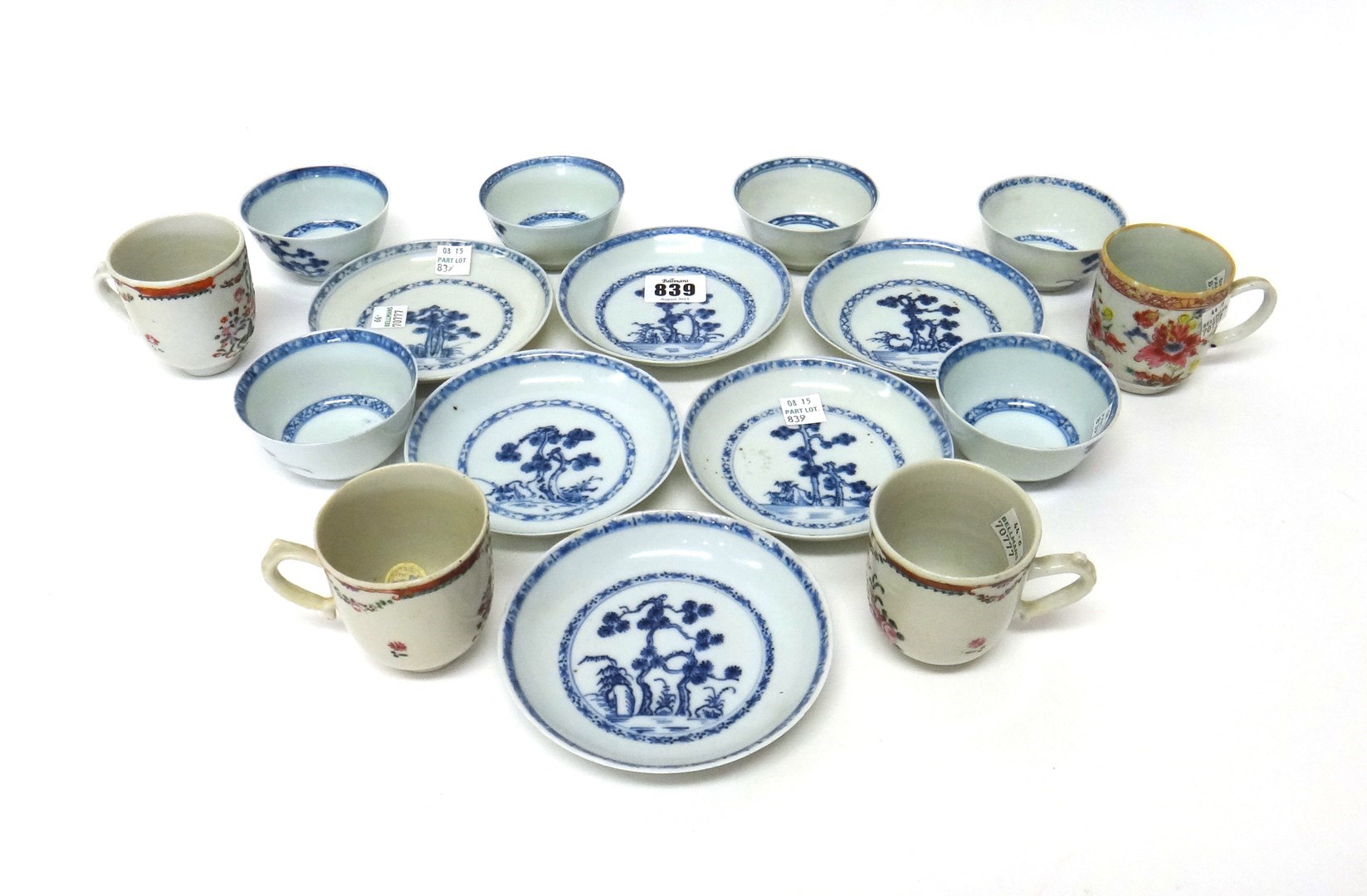 Appraisal: Six Nanking cargo teabowls and saucers circa each painted with