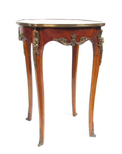 Appraisal: A Louis XV style gilt metal mounted fruitwood gueridon height