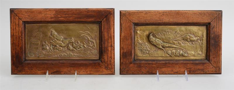 Appraisal: AFTER AUGUSTE-NICOLAS CAIN - PHEASANT AND CHICKENS A PAIR Relief