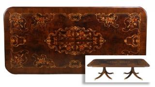 Appraisal: Handcrafted Italian marquetry inlaid pedestal table Handcrafted Italian burl walnut